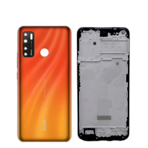Tecno Spark 5 Pro Housing Middle Frame With Side Button and Camera Lens Complete Body Casing Replacement For Spark 5 Pro - Orange