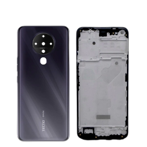 Tecno Spark 6 Housing Middle Frame With Side Button and Camera Lens Complete Body Casing Replacement For Spark 6 - Black