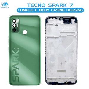 Tecno Spark 7 Housing Middle Frame With Side Button and Camera Lens Complete Body Casing Replacement For Spark 7 - Green