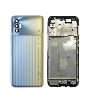 Tecno Spark 8P Housing Middle Frame With Side Button and Camera Lens Complete Body Casing Replacement For Spark 8P - Golden
