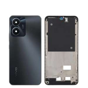 Vivo Y02s Housing Middle Frame With Side Button and Camera Lens Complete Body Casing Replacement For Y02s - Black