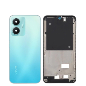 Vivo Y02s Housing Middle Frame With Side Button and Camera Lens Complete Body Casing Replacement For Y02s - Blue