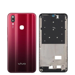 Vivo Y11 Housing Middle Frame With Side Button and Camera Lens Complete Body Casing Replacement For Y11 - Red