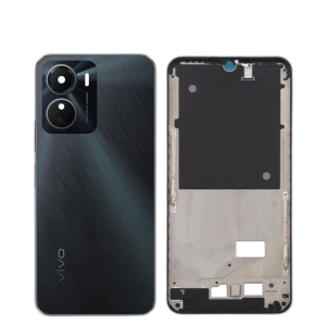 Vivo Y16 Housing Middle Frame With Side Button and Camera Lens Complete Body Casing Replacement For Y16 - Black