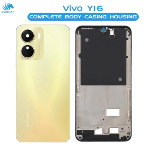 Vivo Y16 Housing Middle Frame With Side Button and Camera Lens Complete Body Casing Replacement For Y16 - Golden