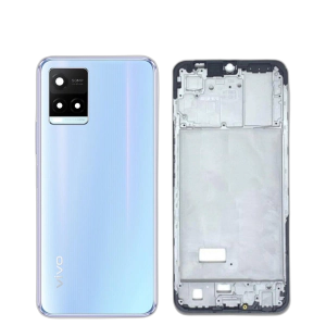 Vivo Y21s Housing Middle Frame With Side Button and Camera Lens Complete Body Casing Replacement For Y21s - White