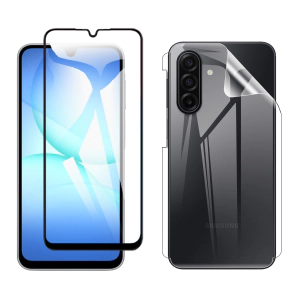 Samsung A17 Glass Protector 5D-10D-11D-21D-9D Full Coverage + Back Clear Jelly Soft Film Protection Hydrogel For Galaxy