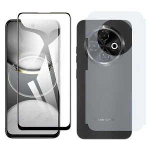 Tecno Spark 30C Glass Protector 5D-10D-11D-21D-9D Full Coverage + Back Carbon Fiber Matte Soft Skin Sheet