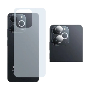 Realme Note 70 Back Protector Carbon Fiber Matte Soft Skin Sheet + Rear Camera 9H Gorilla Flexible