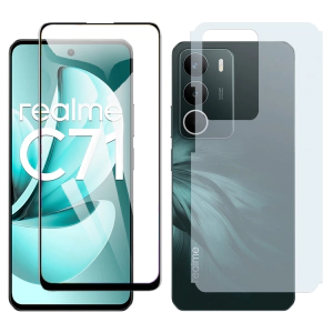Realme C71 Glass Protector 5D-10D-11D-21D-9D Full Coverage + Back Carbon Fiber Matte Soft Skin Sheet