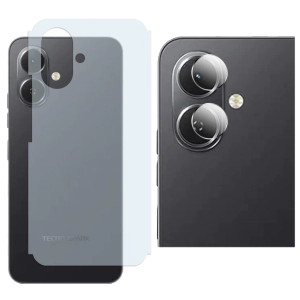 Tecno Spark Go 2 Back Protector Carbon Fiber Matte Soft Skin Sheet + Rear Camera 9H Gorilla Flexible Protectior