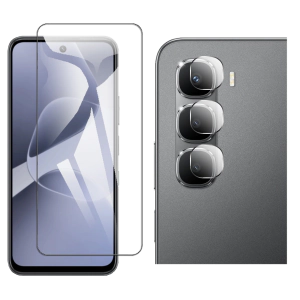 Infinix Hot 60 Pro Glass Protector Polish Screen Tempered + Back Rear Camera 9H Gorilla Flexible Protectior