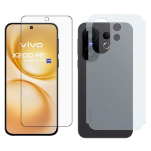 Vivo X200 FE Unbreakable Gorilla Flexible Nano Glass Screen Protector + Back Carbon Fiber Matte Soft Skin Sheet