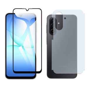 Samsung A17 Glass Protector 5D-10D-11D-21D-9D Full Coverage + Back Carbon Fiber Matte Soft Skin Sheet For Galaxy