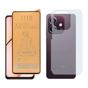 Oppo A5i Matte Glass Protector Ceramic + Back Carbon Fiber Soft Skin Sheet