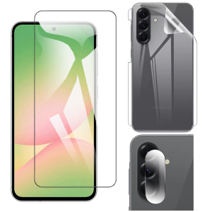 Samsung A56 Glass Protector Polish Screen Tempered + Back Carbon Fiber Matte Soft Skin Sheet Rear Camera 9H Gorilla Flexible Protectior For Galaxy