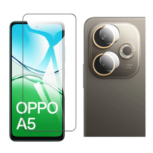 Oppo A5 2025 Glass Protector Polish Screen Tempered + Back Rear Camera 9H Gorilla Flexible