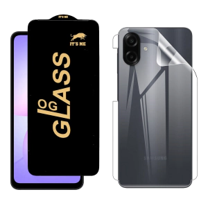 Samsung A07 OG Glass Protector HD Plus Premium Quality + Back Clear Jelly Soft Film Protection Hydrogel For Galaxy