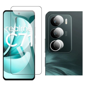 Realme C71 Glass Protector Polish Screen Tempered + Back Rear Camera 9H Gorilla Flexible Protectior
