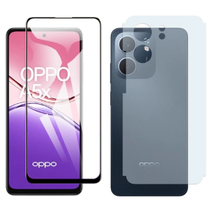 Oppo A5x Glass Protector 5D-10D-11D-21D-9D Full Coverage + Back Carbon Fiber Matte Soft Skin Sheet