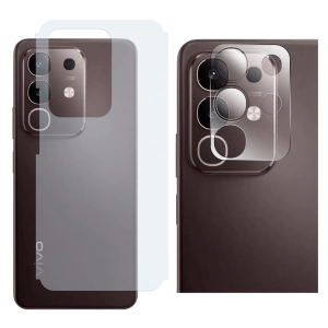 Vivo Y29 Back Protector Carbon Fiber Matte Soft Skin Sheet + Rear Camera 9H Gorilla Flexible Protectior