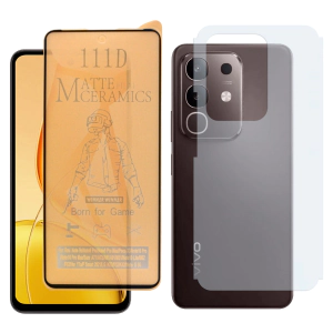 Vivo Y29 Matte Glass Protector Ceramic + Back Carbon Fiber Soft Skin Sheet