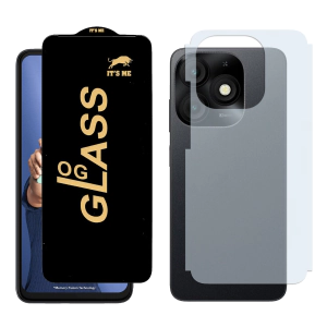 iTel A50 OG Glass Protector HD Plus Premium Quality + Back Carbon Fiber Matte Soft Skin Sheet