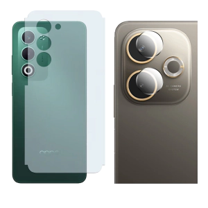 Oppo A5 2025 Back Protector Carbon Fiber Matte Soft Skin Sheet + Rear Camera 9H Gorilla Flexible