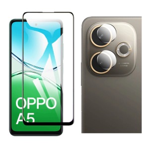 Oppo A5 2025 Glass Protector 5D-10D-11D-21D-9D Full Coverage + Back Rear Camera 9H Gorilla Flexible