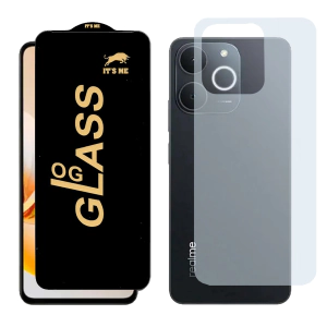 Realme Note 70 OG Glass Protector HD Plus Premium Quality + Back Carbon Fiber Matte Soft Skin Sheet