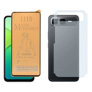 Infinix Smart 10 Plus Matte Glass Protector Ceramic + Back Carbon Fiber Soft Skin Sheet