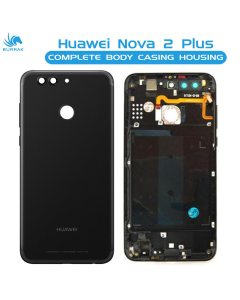 Huawei Nova 2 Plus Housing Middle Frame With Side Button and Camera Lens Complete Body Casing Replacement For Nova 2 Plus - Black