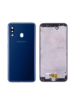 Samsung Galaxy A20 Housing Middle Frame With Side Button and Camera Lens Complete Body Casing Replacement For Galaxy A20 - Blue